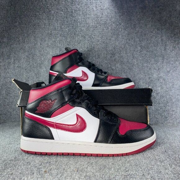 Jordan Other - Jordan 1 Mid Noble Red Mens 8 Shoes Black White Bred Athletic Sneakers